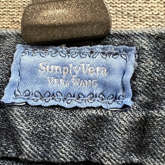 Simply Vera Wash Jeans Women 8 Blue Wide Leg Dark Wash Mid Rise Denim Casual - Picture 11 of 12